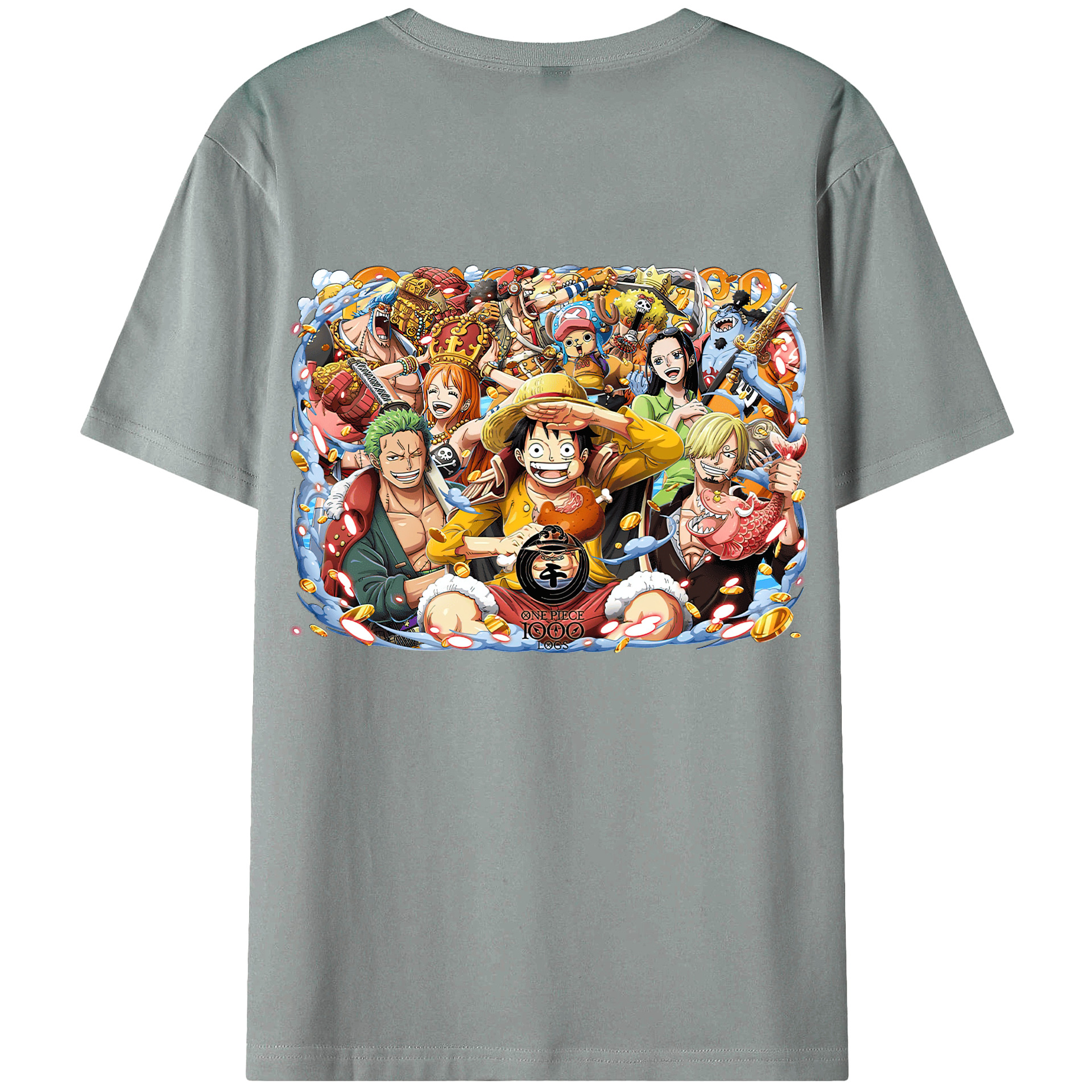 ワンピース モンキー・D・ルフィ ONE PIECE Monkey D. Luffy 綿100％ メンズ半袖Tシャツ（バックプリント） 通気性